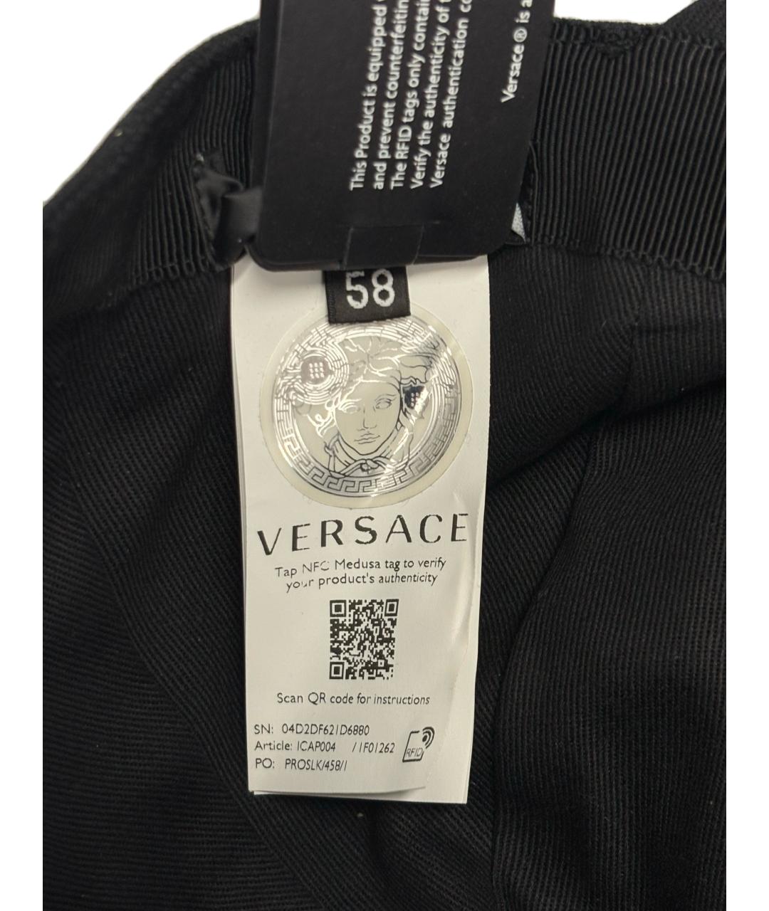 VERSACE Черная хлопковая кепка/бейсболка, фото 5