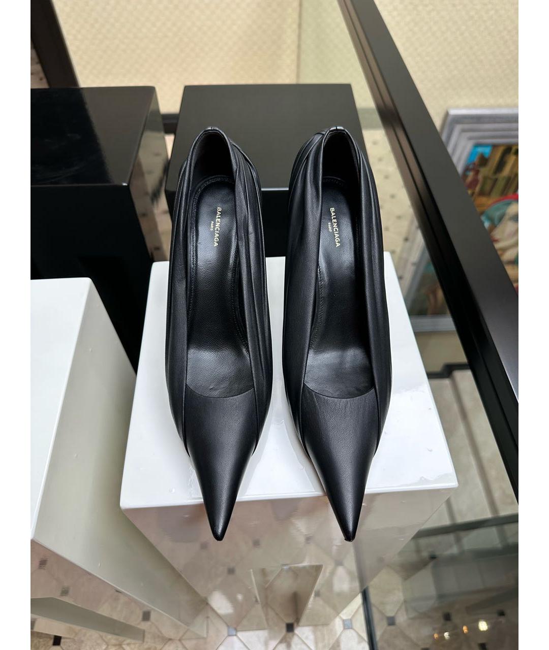 BALENCIAGA Черные кожаные туфли, фото 2