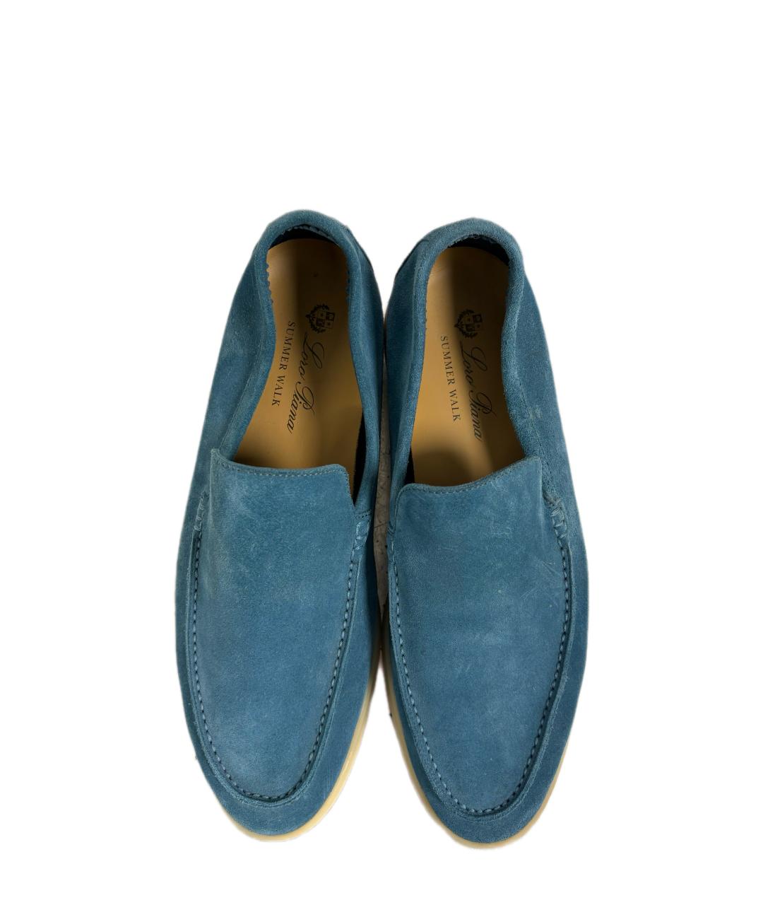 LORO PIANA Бирюзовые замшевые лоферы, фото 4