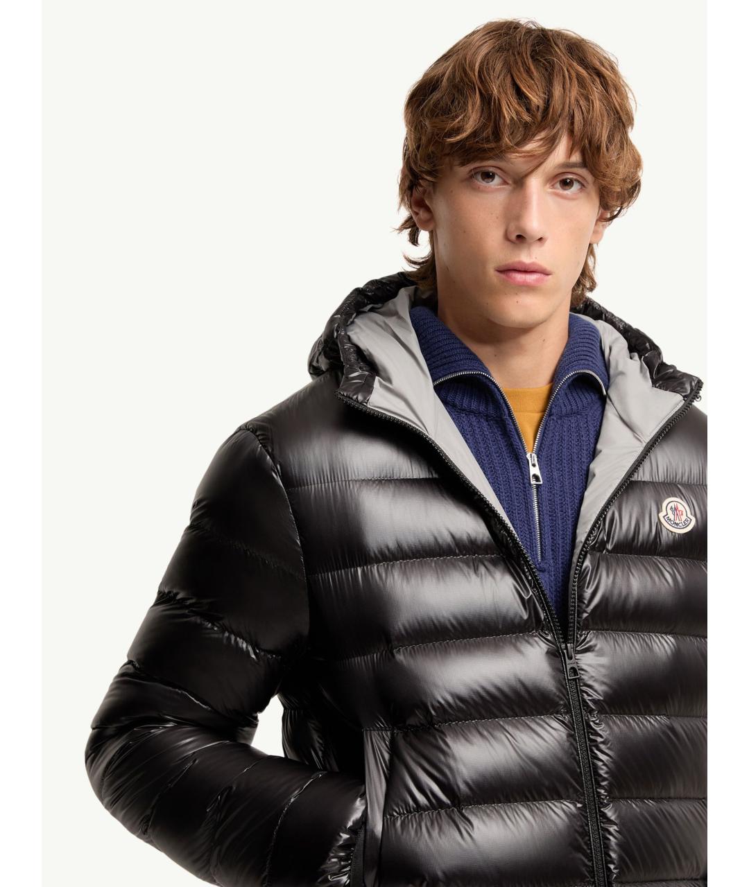 MONCLER Черный полиамидовый пуховик, фото 6