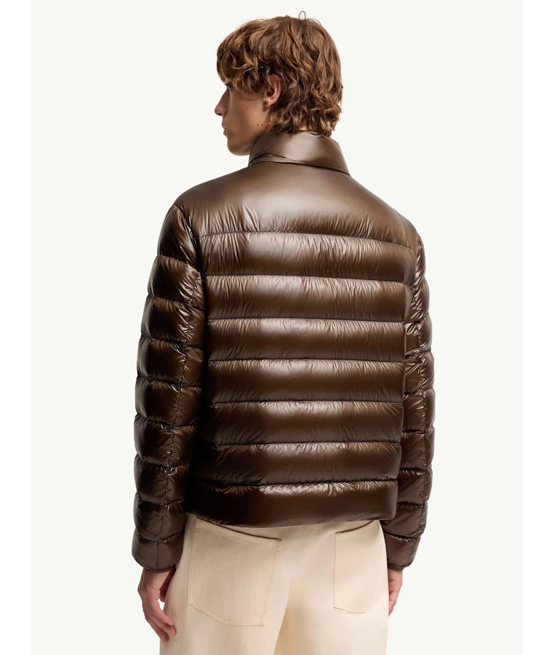 MONCLER Коричневый полиамидовый пуховик, фото 5