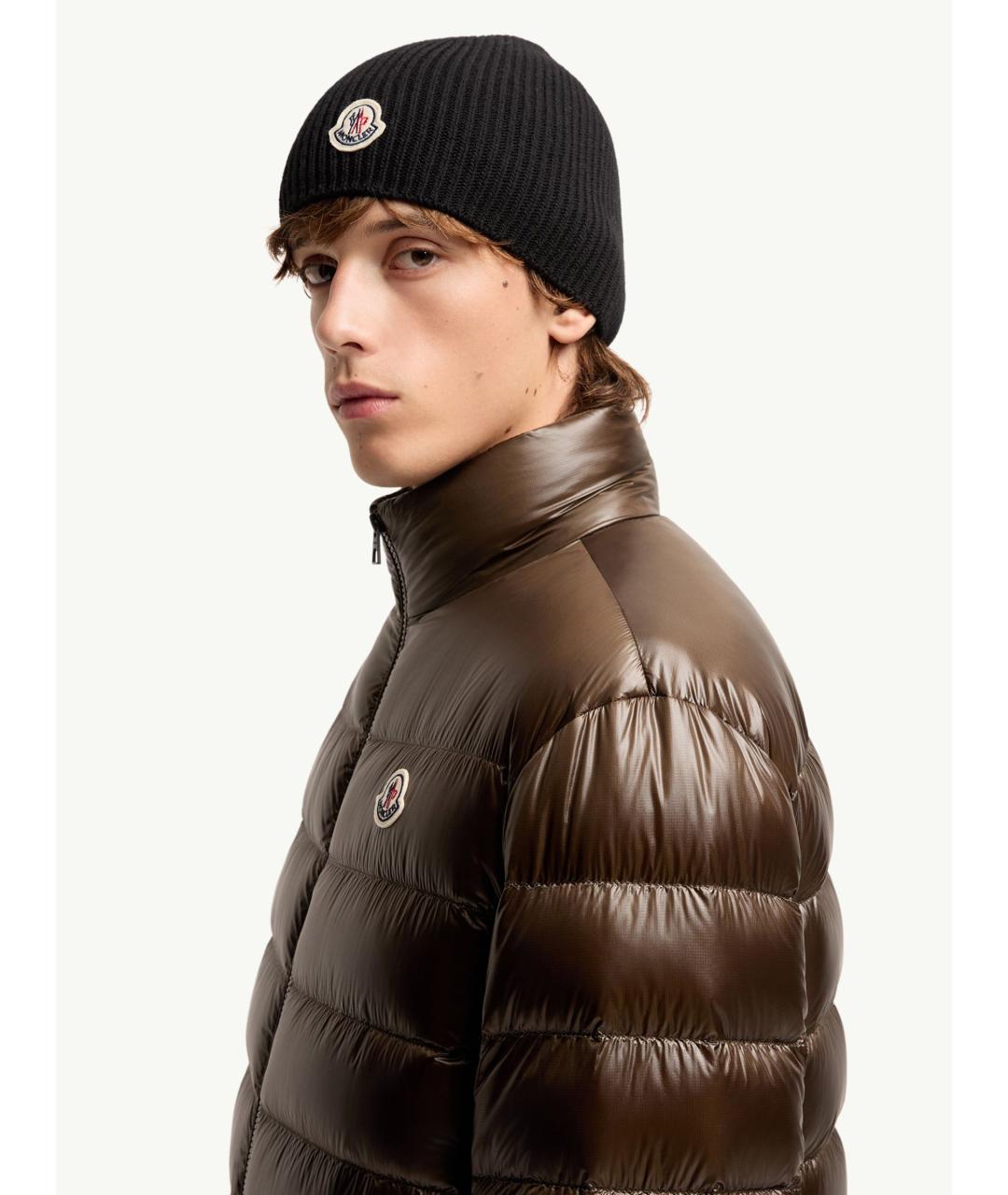 MONCLER Коричневый полиамидовый пуховик, фото 4