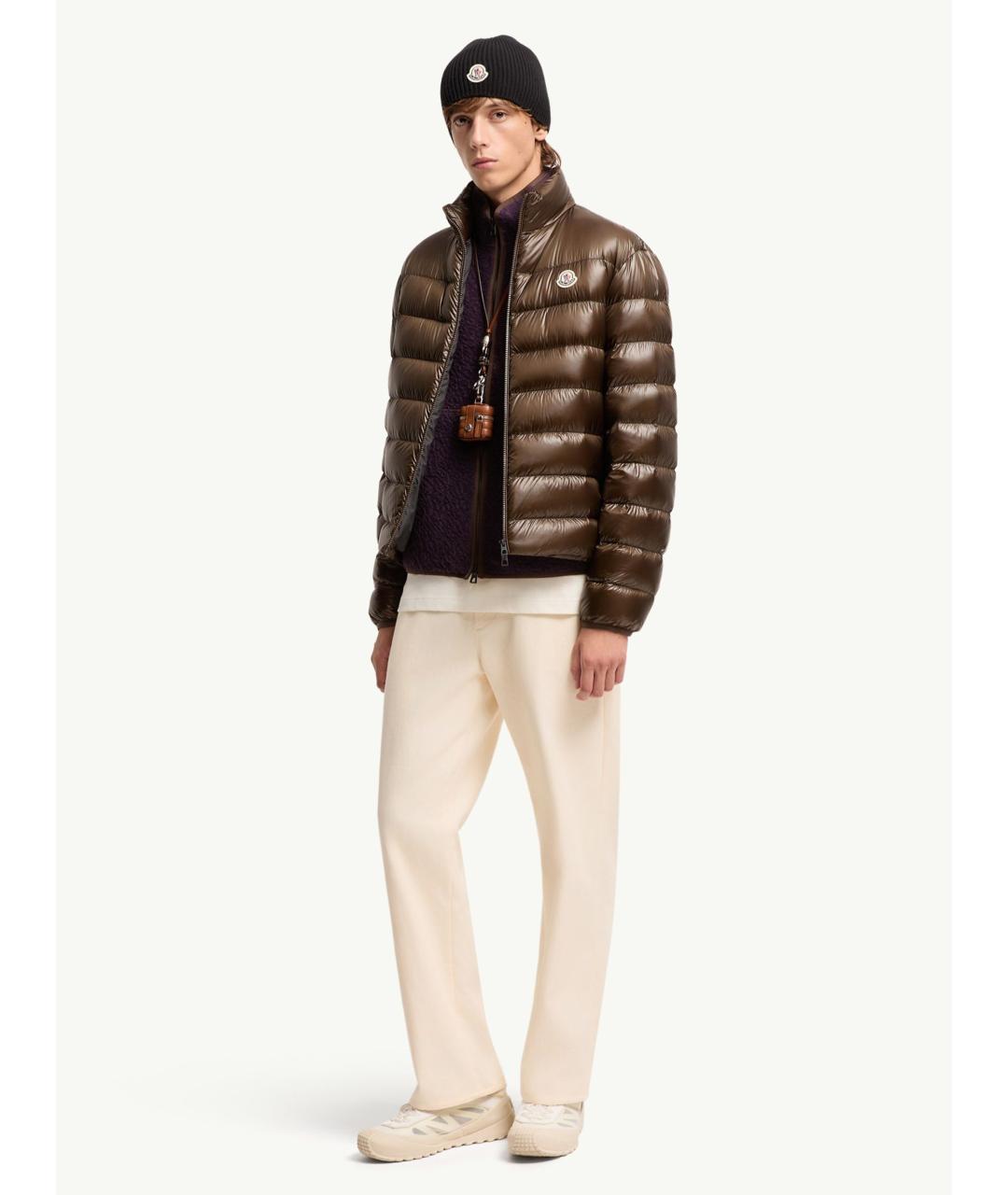 MONCLER Коричневый полиамидовый пуховик, фото 2