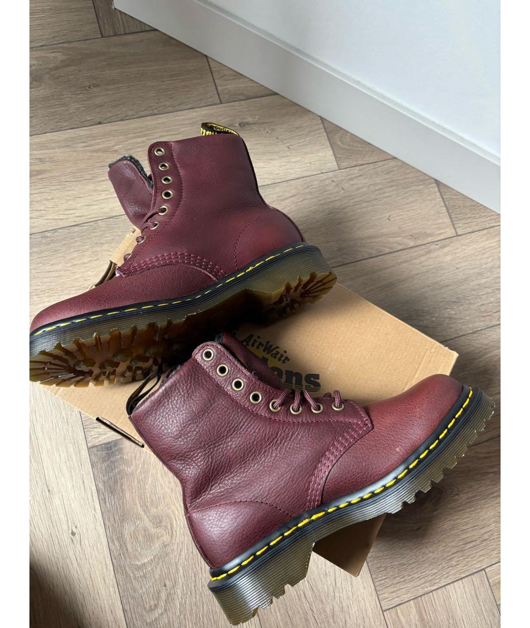 DR. MARTENS Бордовые кожаные ботинки, фото 6