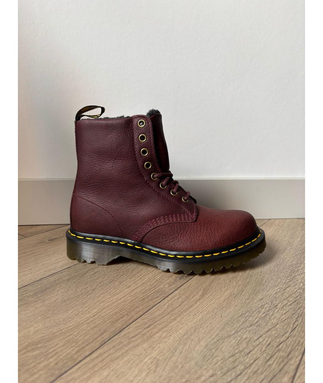 DR. MARTENS Бордовые кожаные ботинки, фото 9