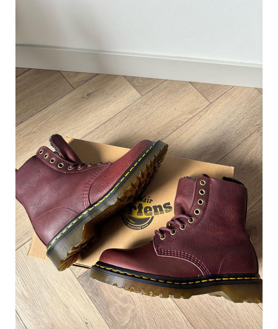 DR. MARTENS Бордовые кожаные ботинки, фото 7