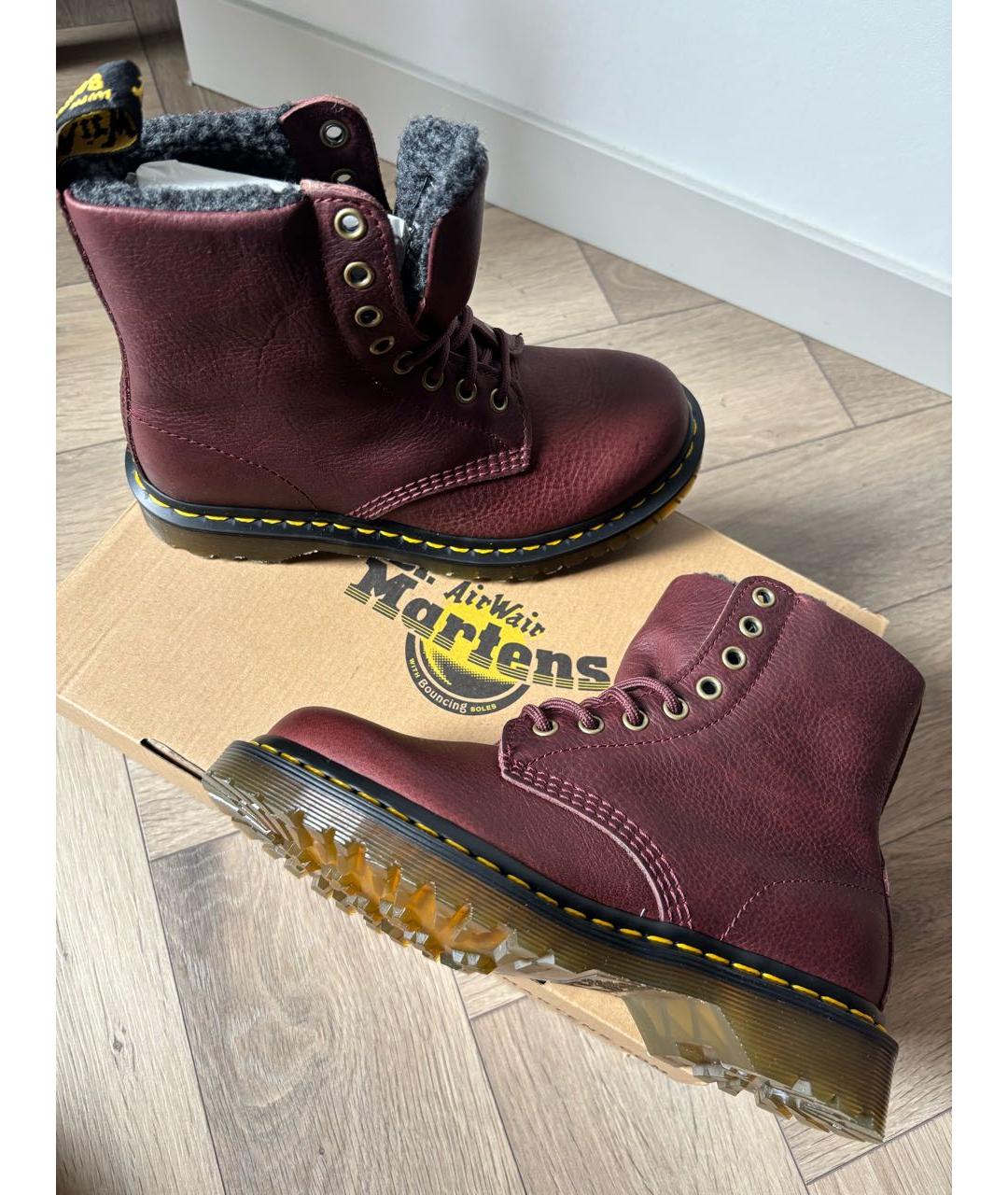 DR. MARTENS Бордовые кожаные ботинки, фото 8