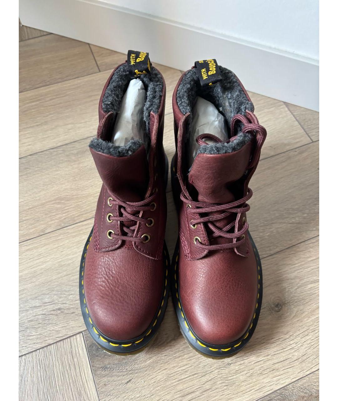 DR. MARTENS Бордовые кожаные ботинки, фото 5