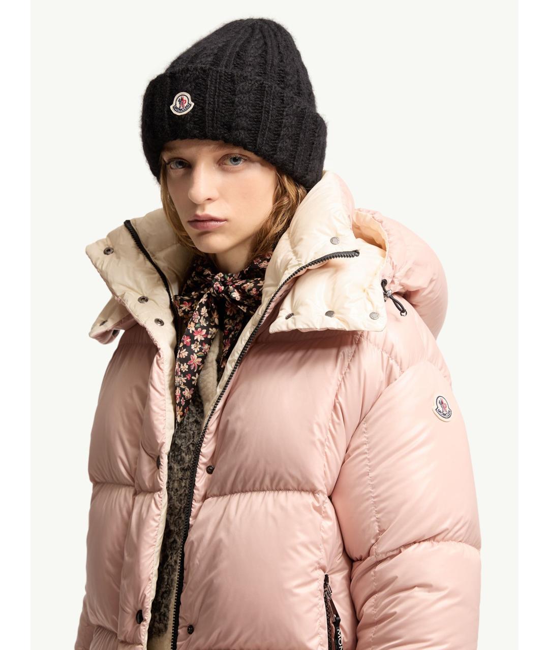 MONCLER Черная шерстяная шапка, фото 2