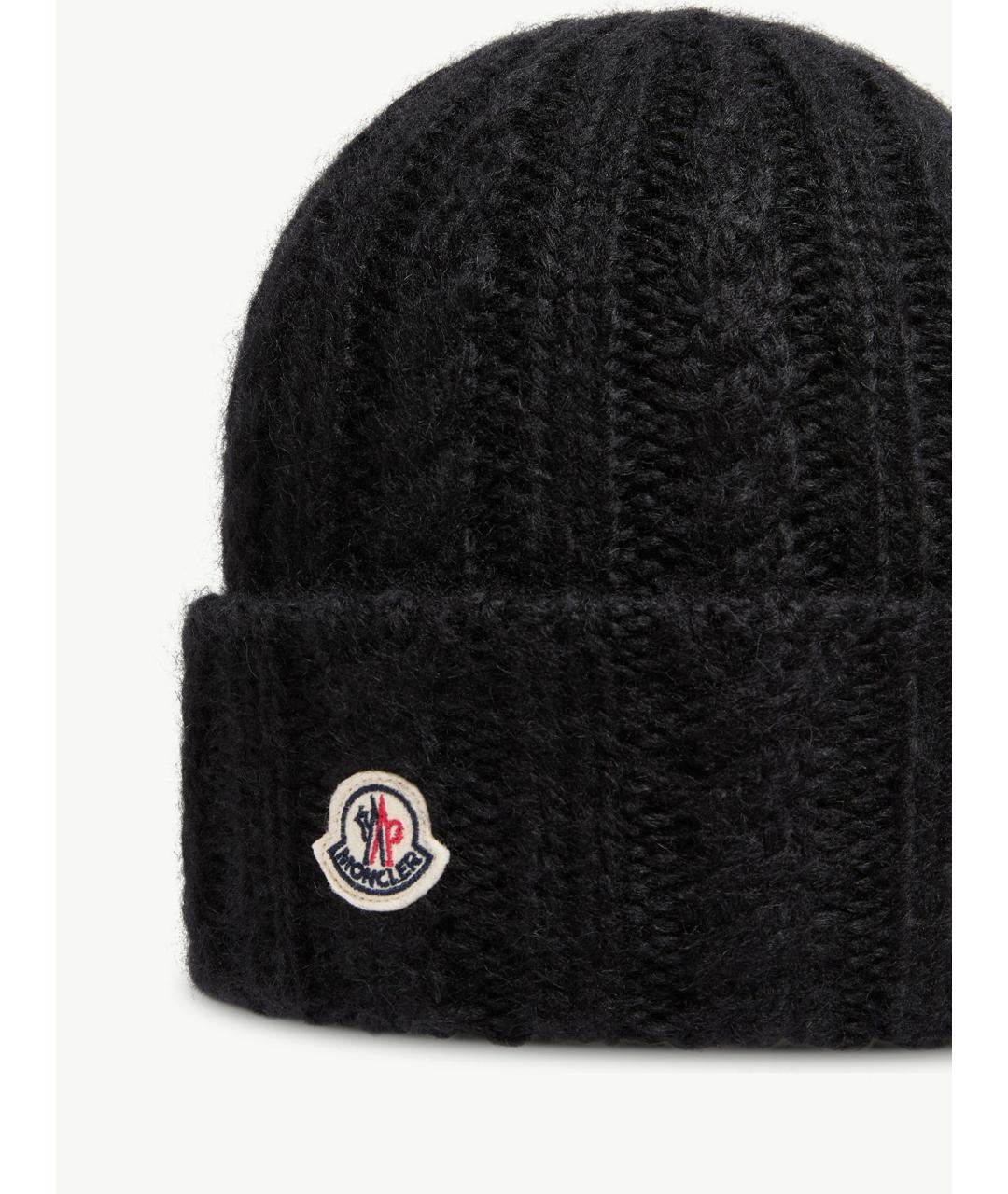 MONCLER Черная шерстяная шапка, фото 3