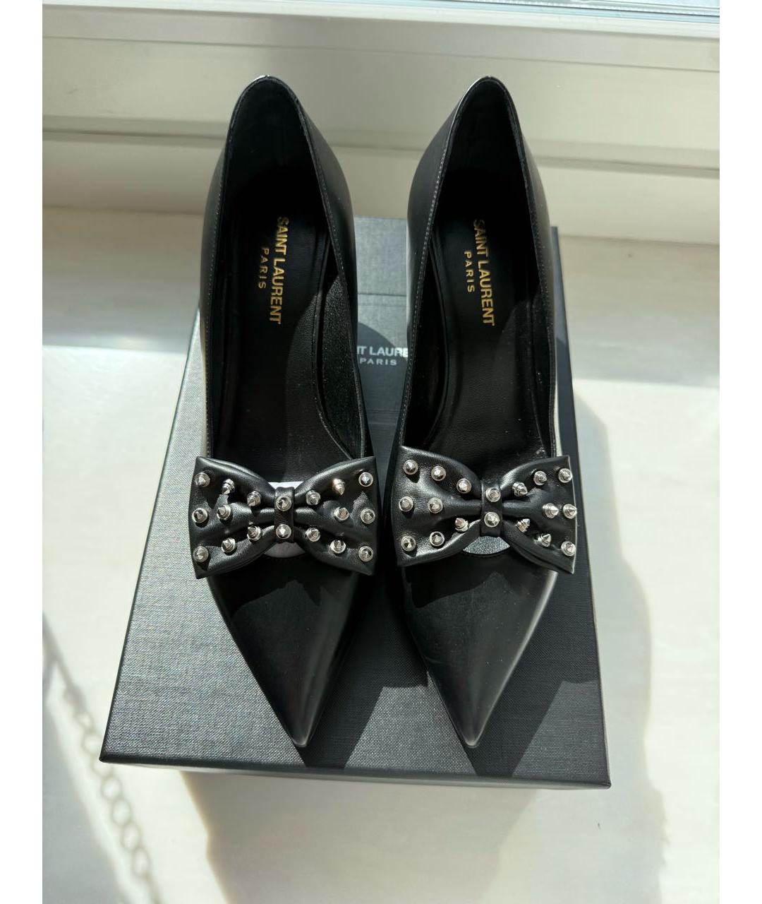 SAINT LAURENT Черные кожаные туфли, фото 2