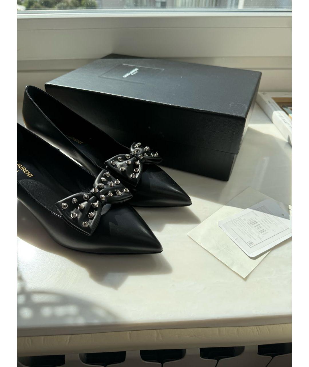 SAINT LAURENT Черные кожаные туфли, фото 5
