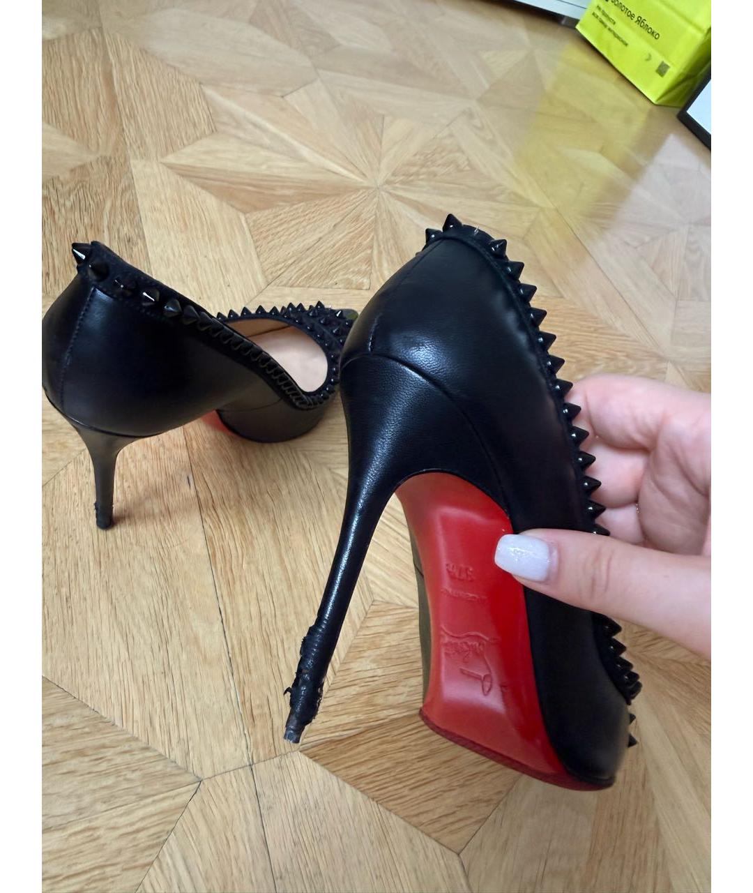 CHRISTIAN LOUBOUTIN Черные кожаные туфли, фото 5