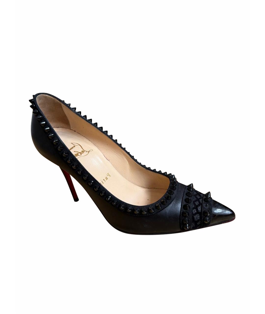 CHRISTIAN LOUBOUTIN Черные кожаные туфли, фото 1