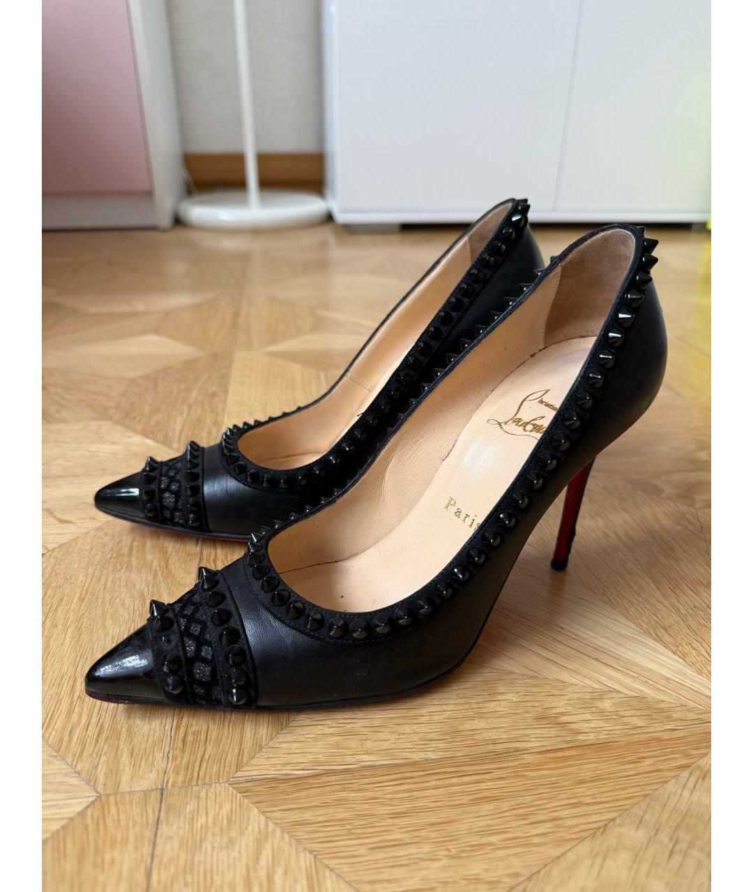 CHRISTIAN LOUBOUTIN Черные кожаные туфли, фото 7