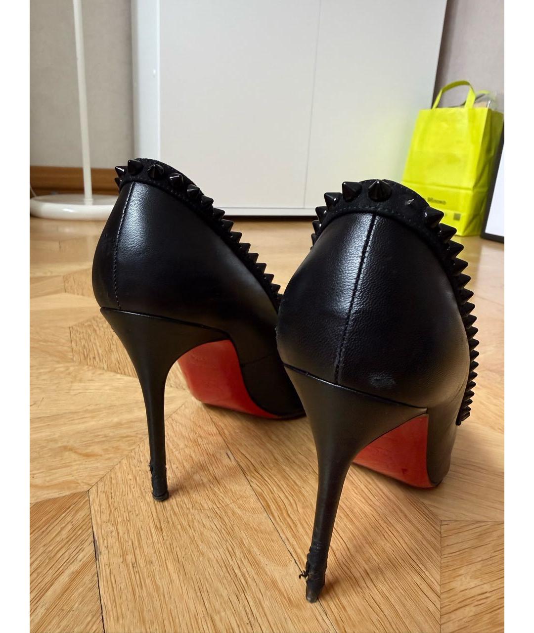 CHRISTIAN LOUBOUTIN Черные кожаные туфли, фото 4