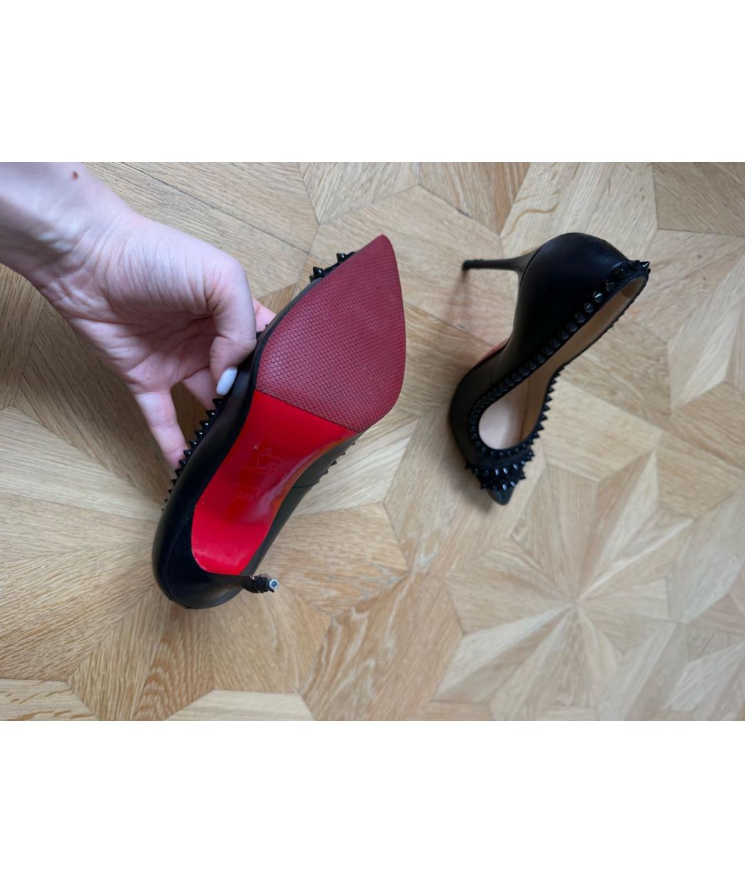 CHRISTIAN LOUBOUTIN Черные кожаные туфли, фото 6