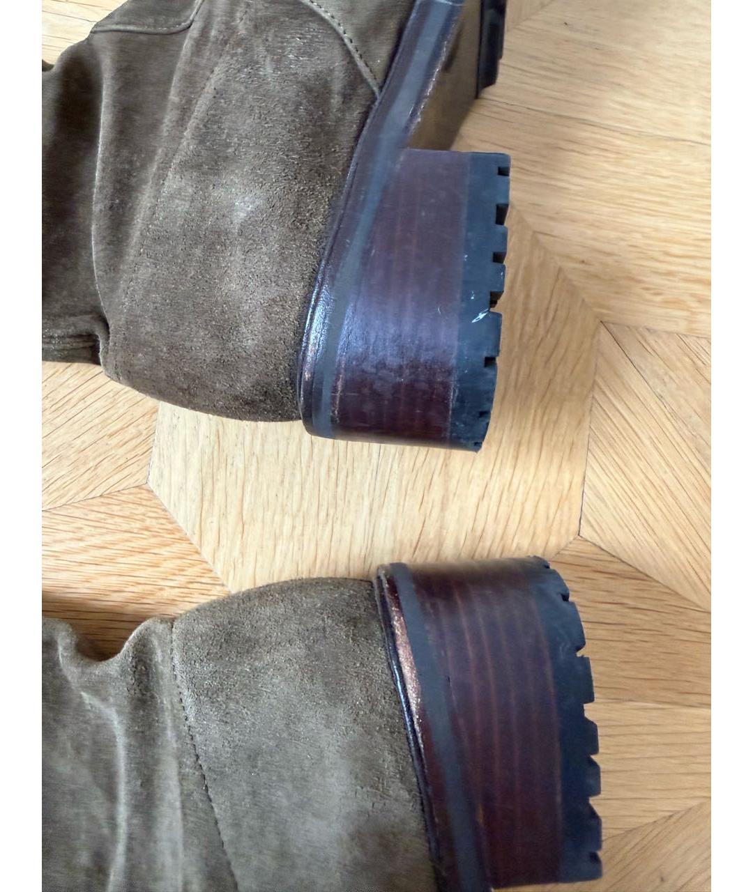STUART WEITZMAN Хаки замшевые ботфорты, фото 3