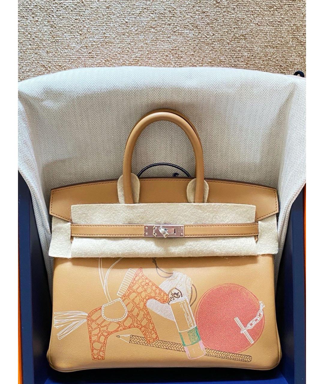 HERMES Хаки кожаная сумка тоут, фото 4