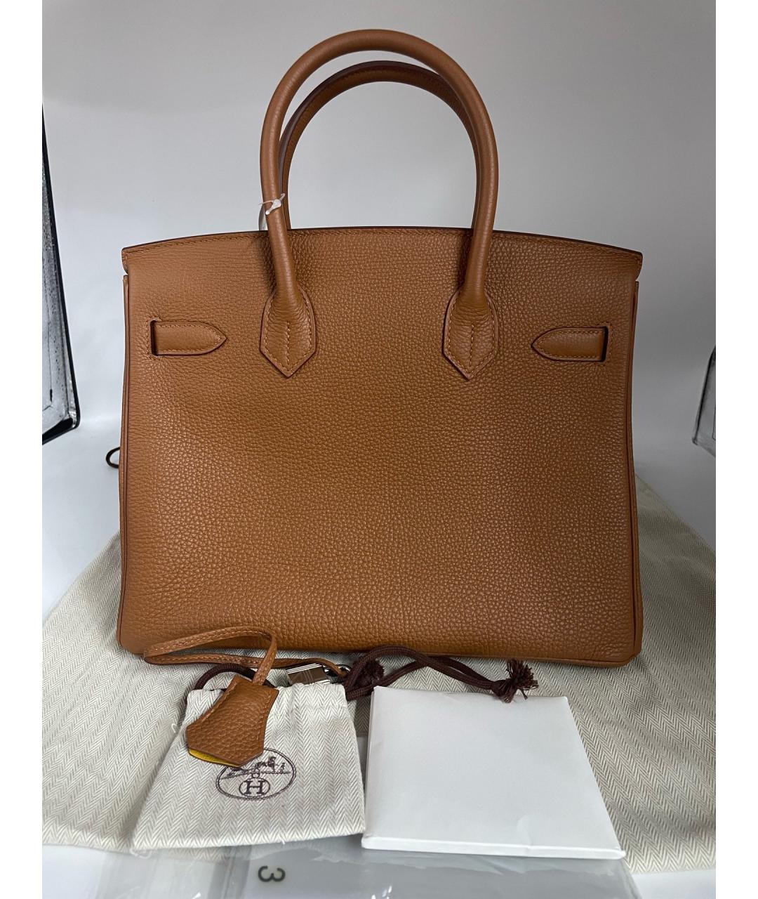 HERMES Коричневая кожаная сумка тоут, фото 6
