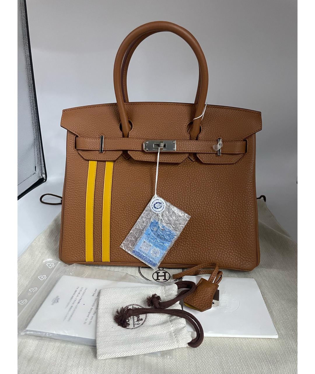 HERMES Коричневая кожаная сумка тоут, фото 8