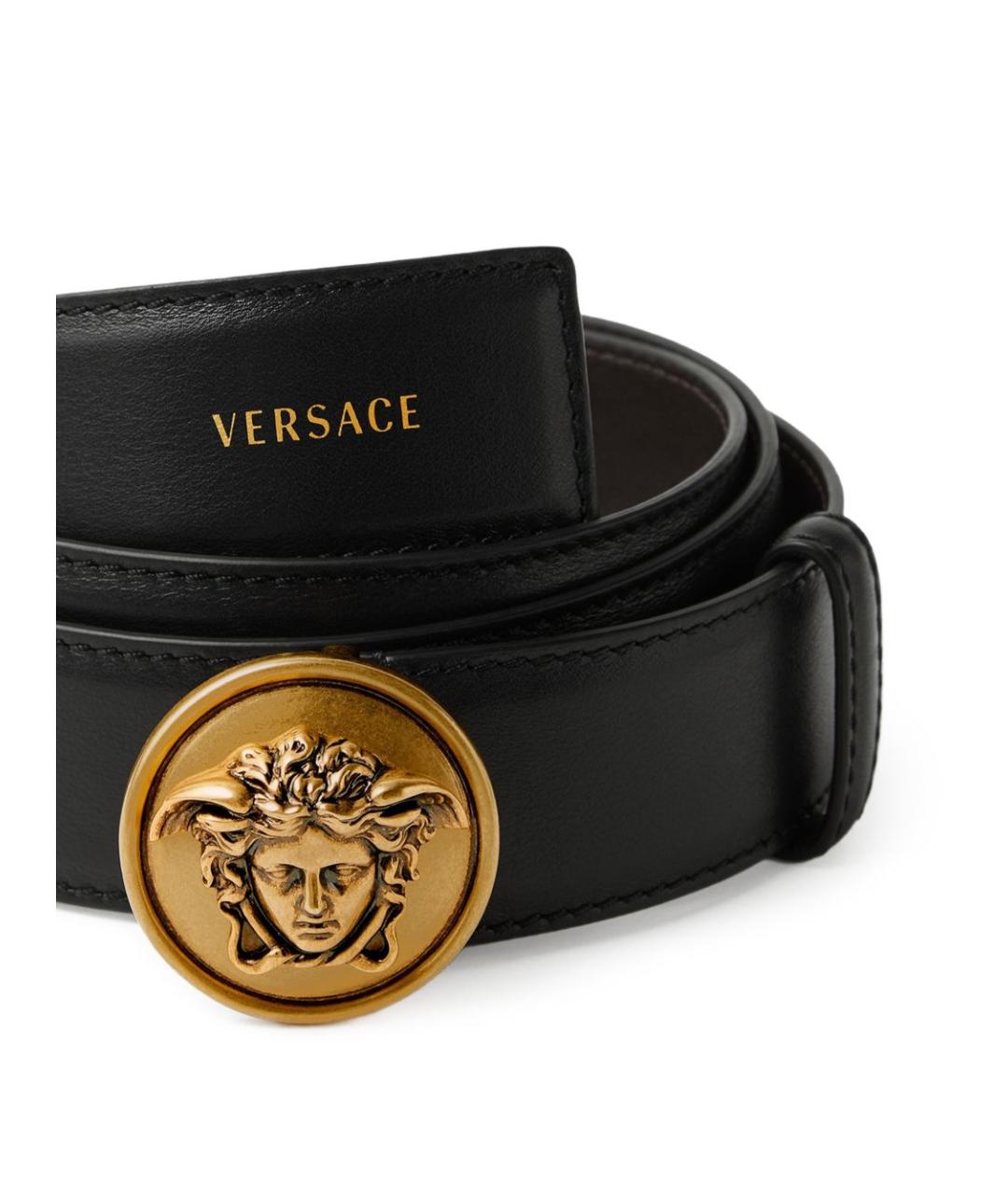 VERSACE Черный кожаный ремень, фото 3