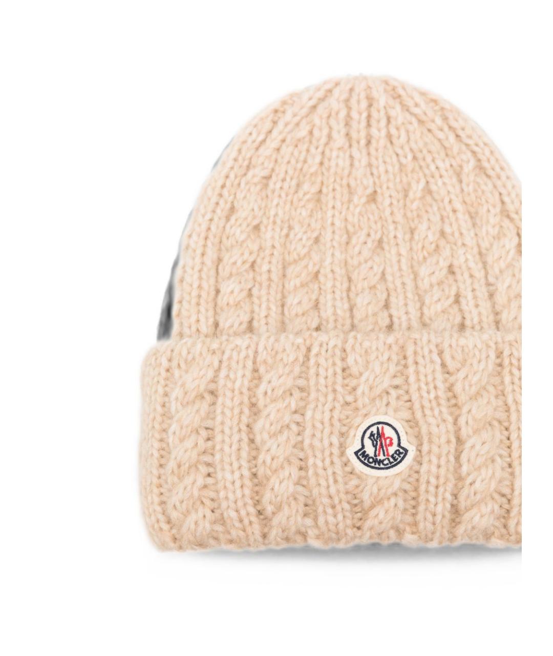 MONCLER Бежевая шерстяная шапка, фото 2