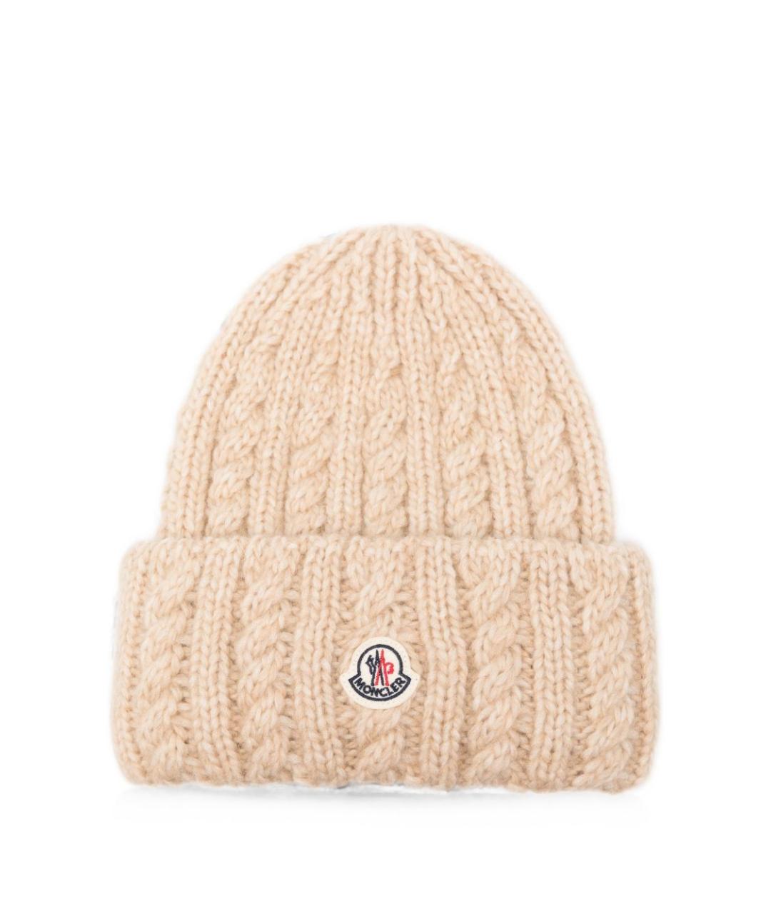 MONCLER Бежевая шерстяная шапка, фото 1