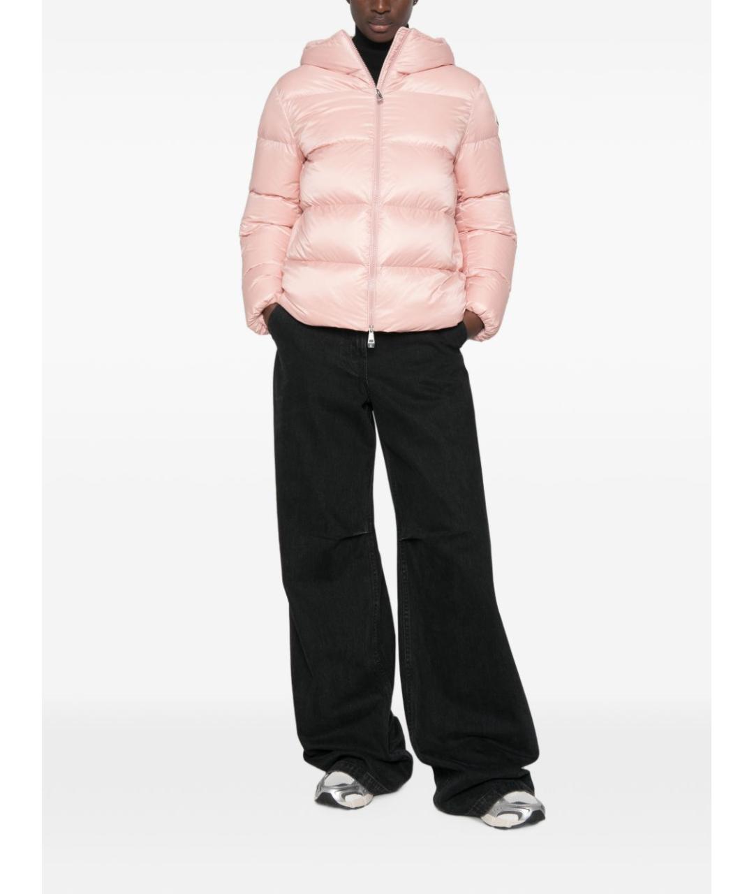 MONCLER Розовый полиамидовый пуховик, фото 3