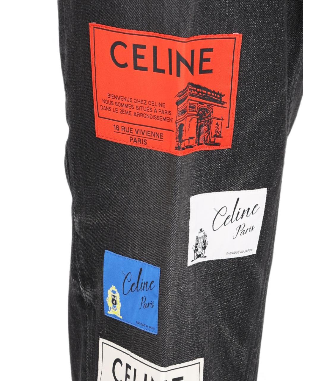 CELINE Черные хлопковые прямые джинсы, фото 2