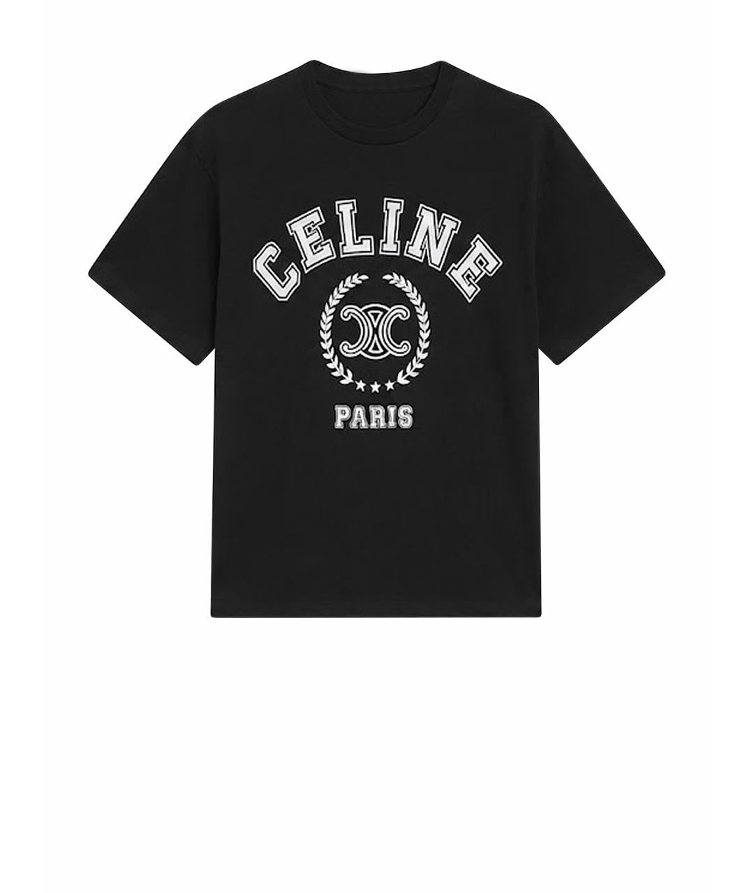 CELINE Черная хлопковая футболка, фото 1