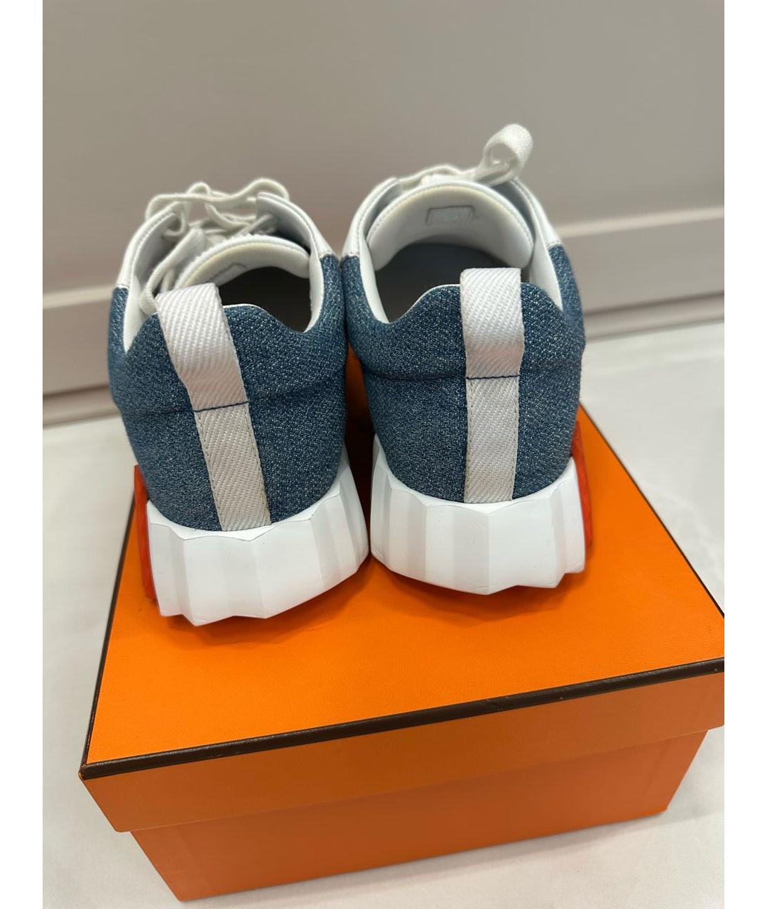 HERMES Синие текстильные кроссовки, фото 2