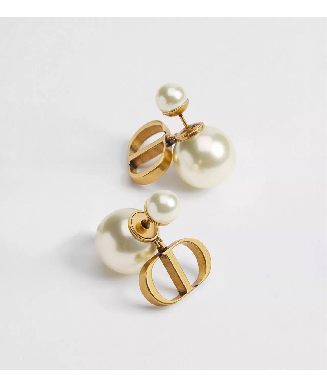 CHRISTIAN DIOR Белые металлические серьги, фото 4