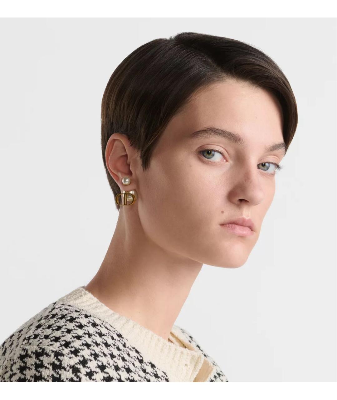 CHRISTIAN DIOR Белые металлические серьги, фото 2