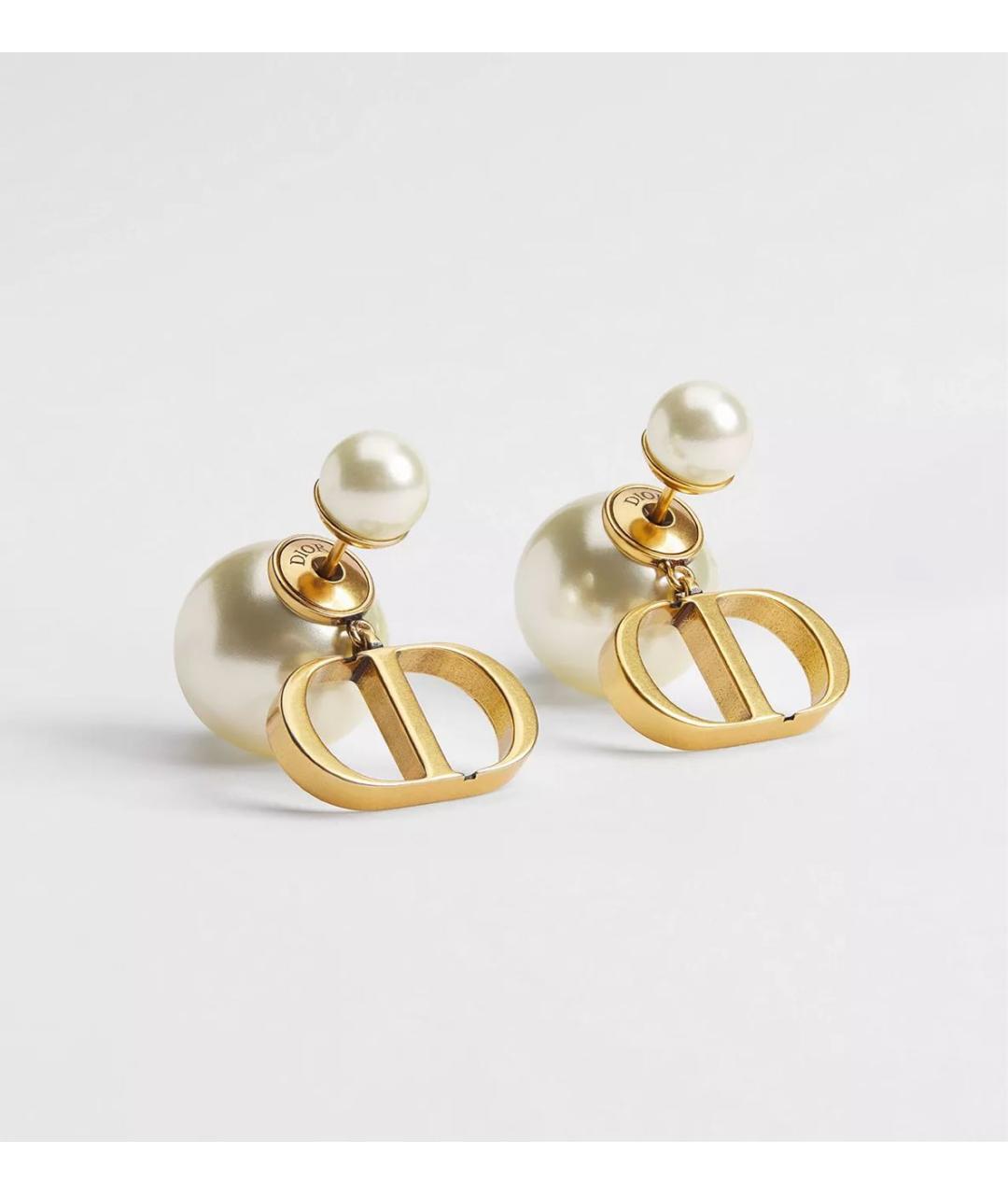 CHRISTIAN DIOR Белые металлические серьги, фото 6