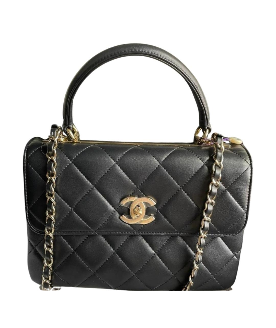 CHANEL Черная кожаная сумка с короткими ручками, фото 1