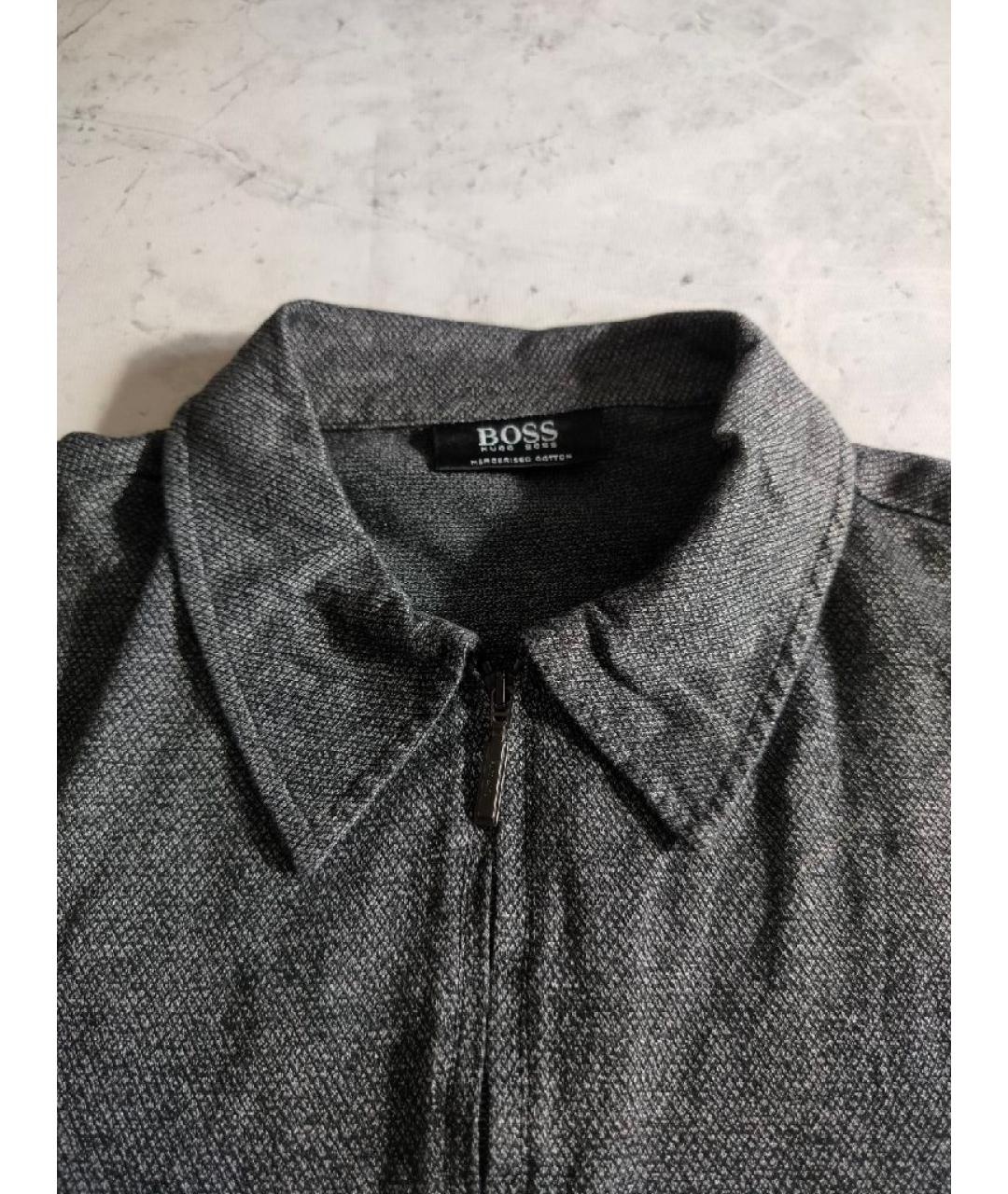 HUGO BOSS Антрацитовое хлопковое поло с коротким рукавом, фото 3