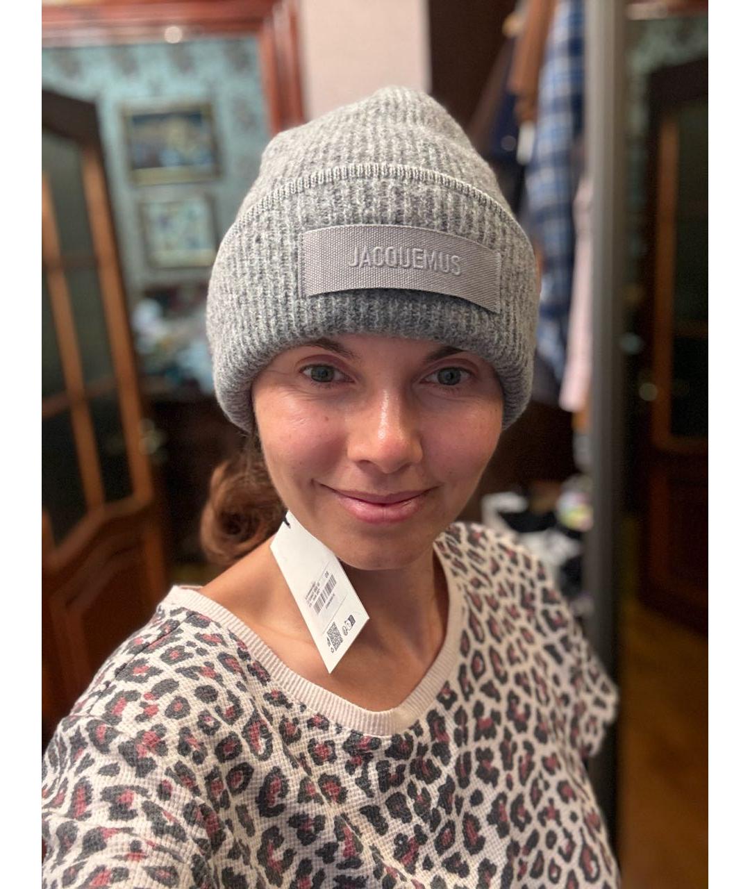 JACQUEMUS Серая шерстяная шапка, фото 4