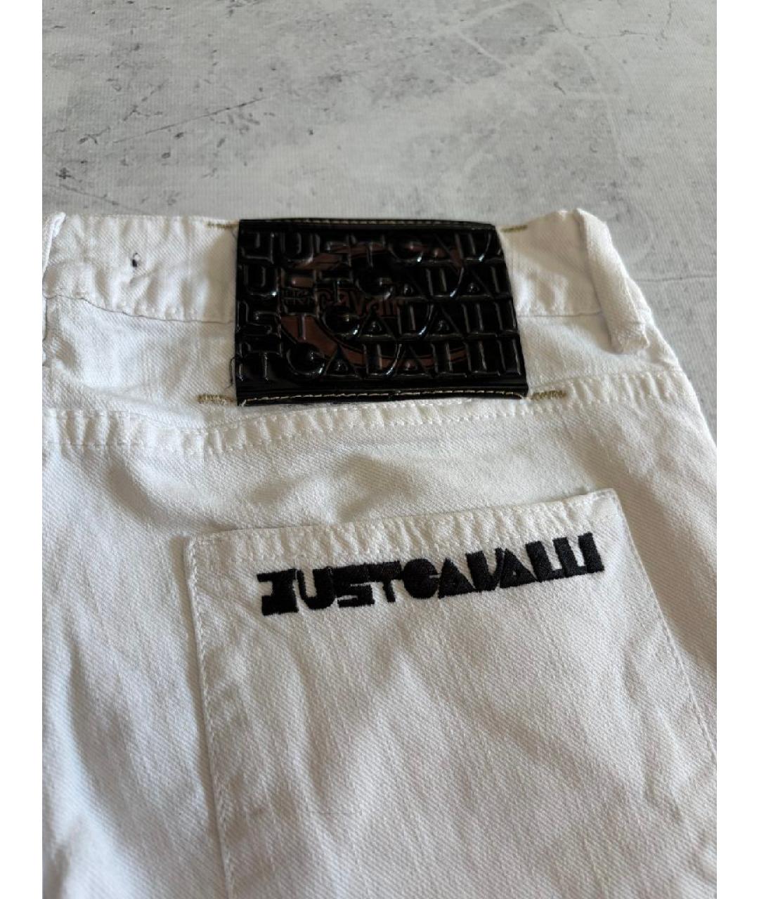 JUST CAVALLI Белые хлопко-эластановые джинсы слим, фото 3