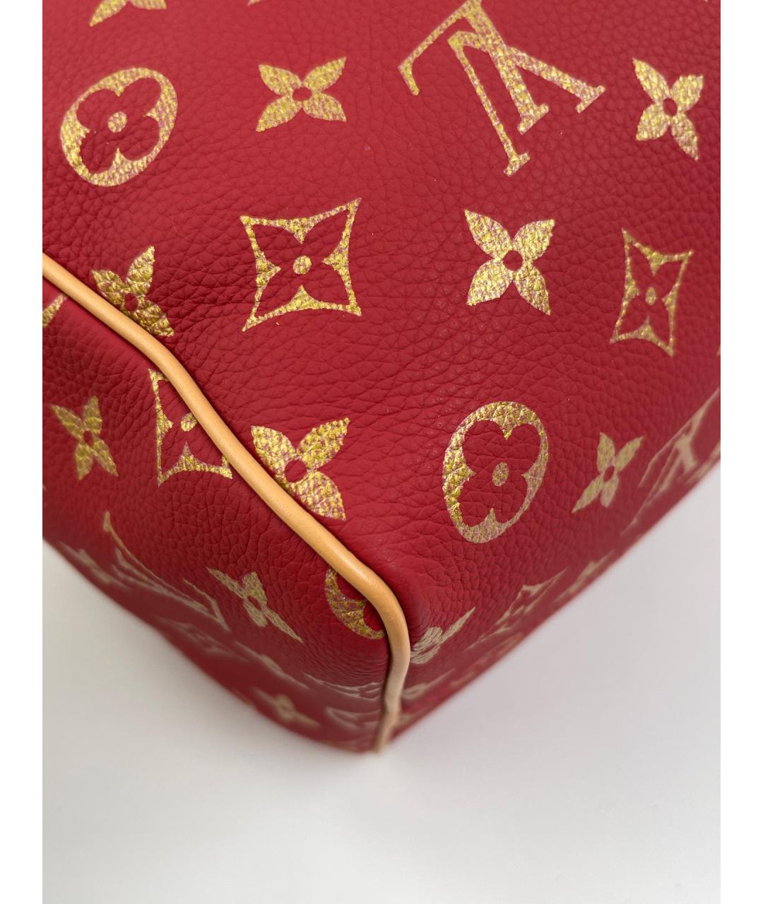 LOUIS VUITTON Красная кожаная сумка тоут, фото 5