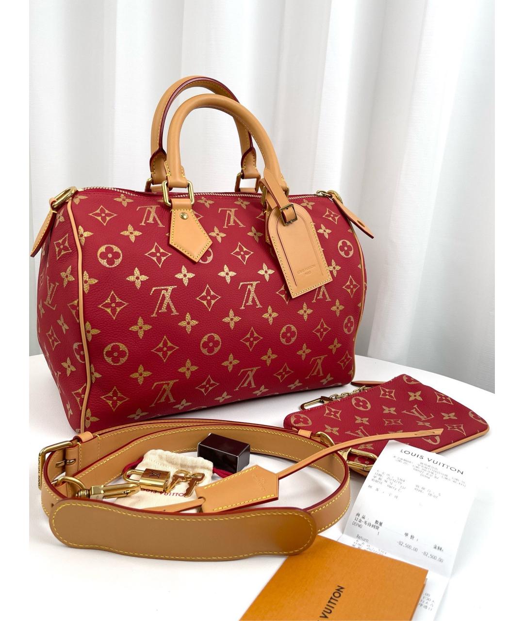 LOUIS VUITTON Красная кожаная сумка тоут, фото 2