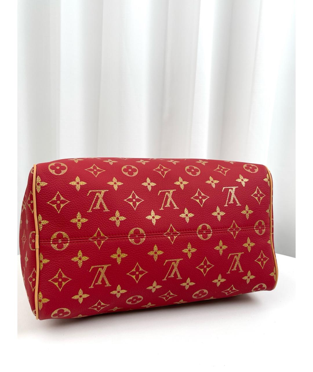 LOUIS VUITTON Красная кожаная сумка тоут, фото 4