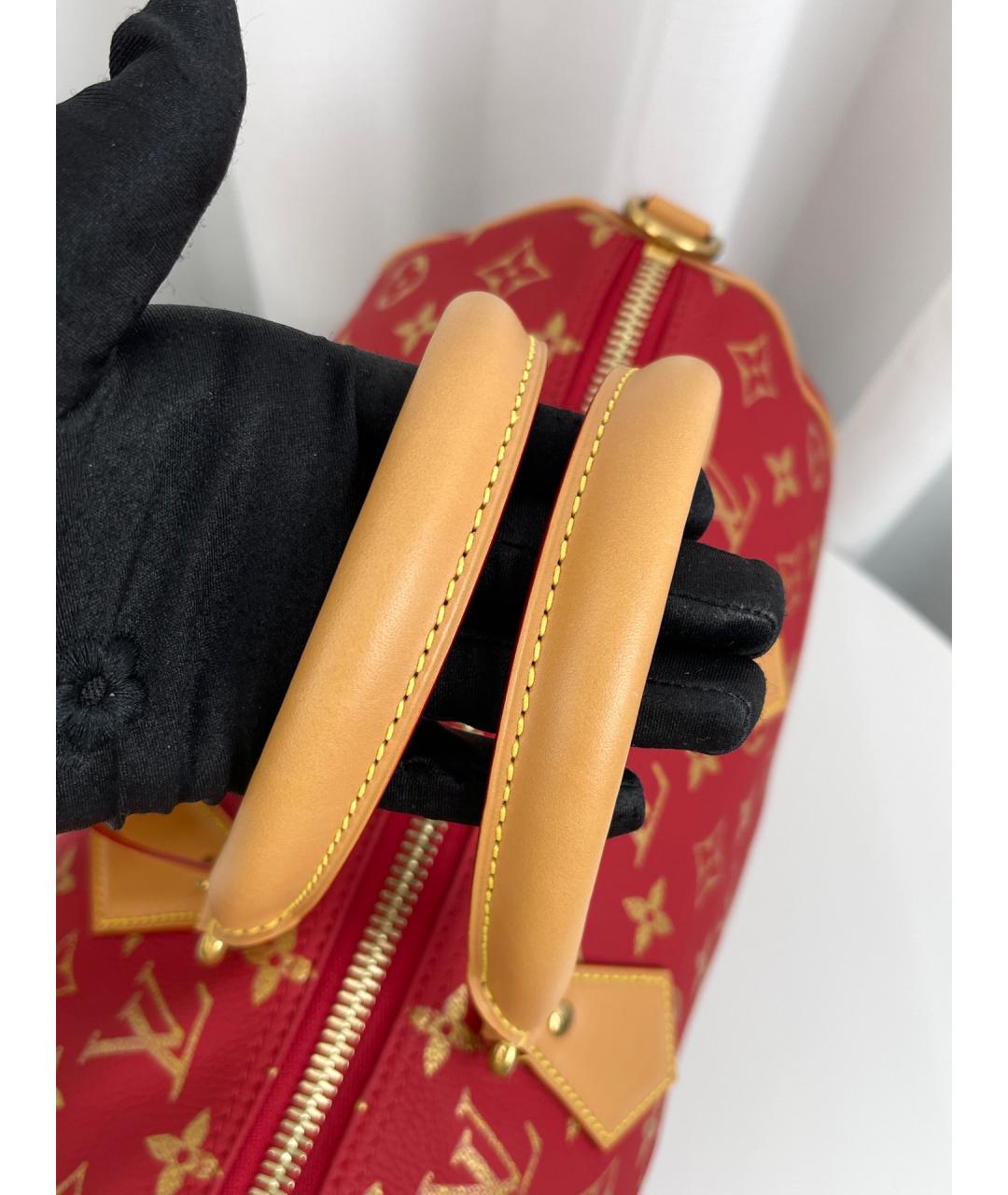 LOUIS VUITTON Красная кожаная сумка тоут, фото 3