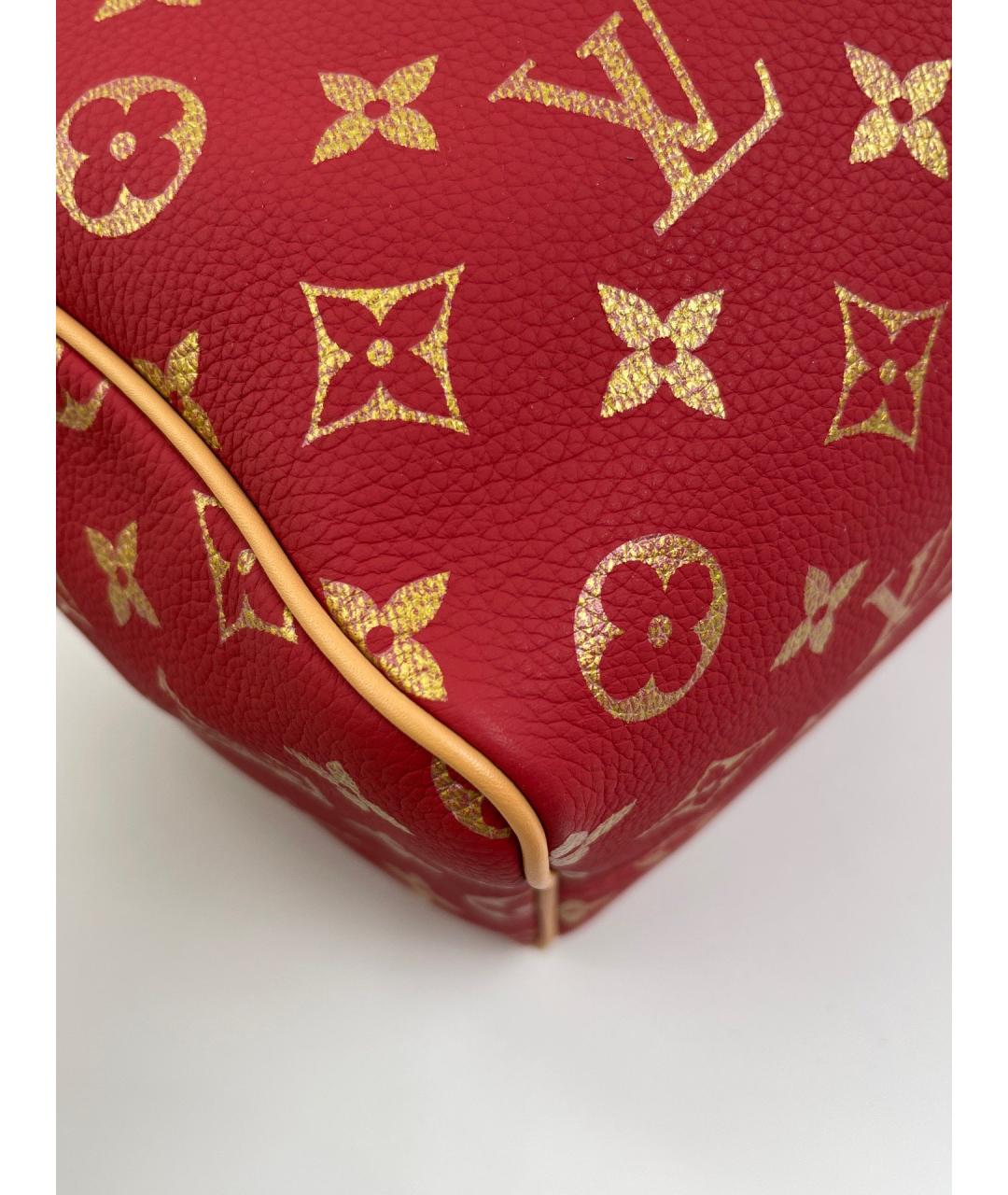 LOUIS VUITTON Красная кожаная сумка тоут, фото 7