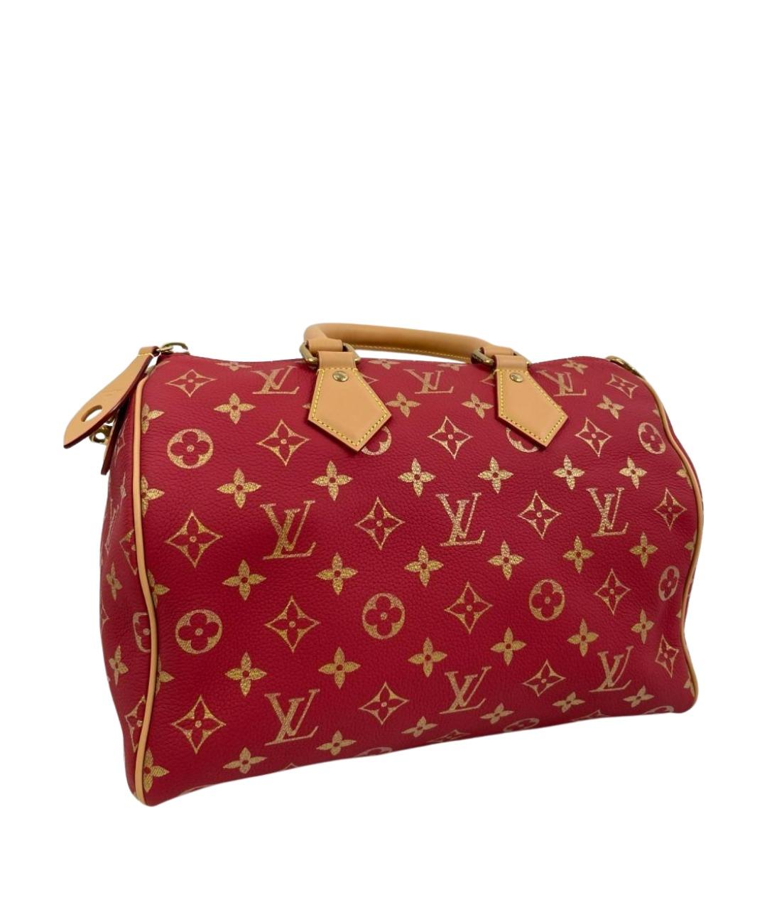 LOUIS VUITTON Красная кожаная сумка тоут, фото 10