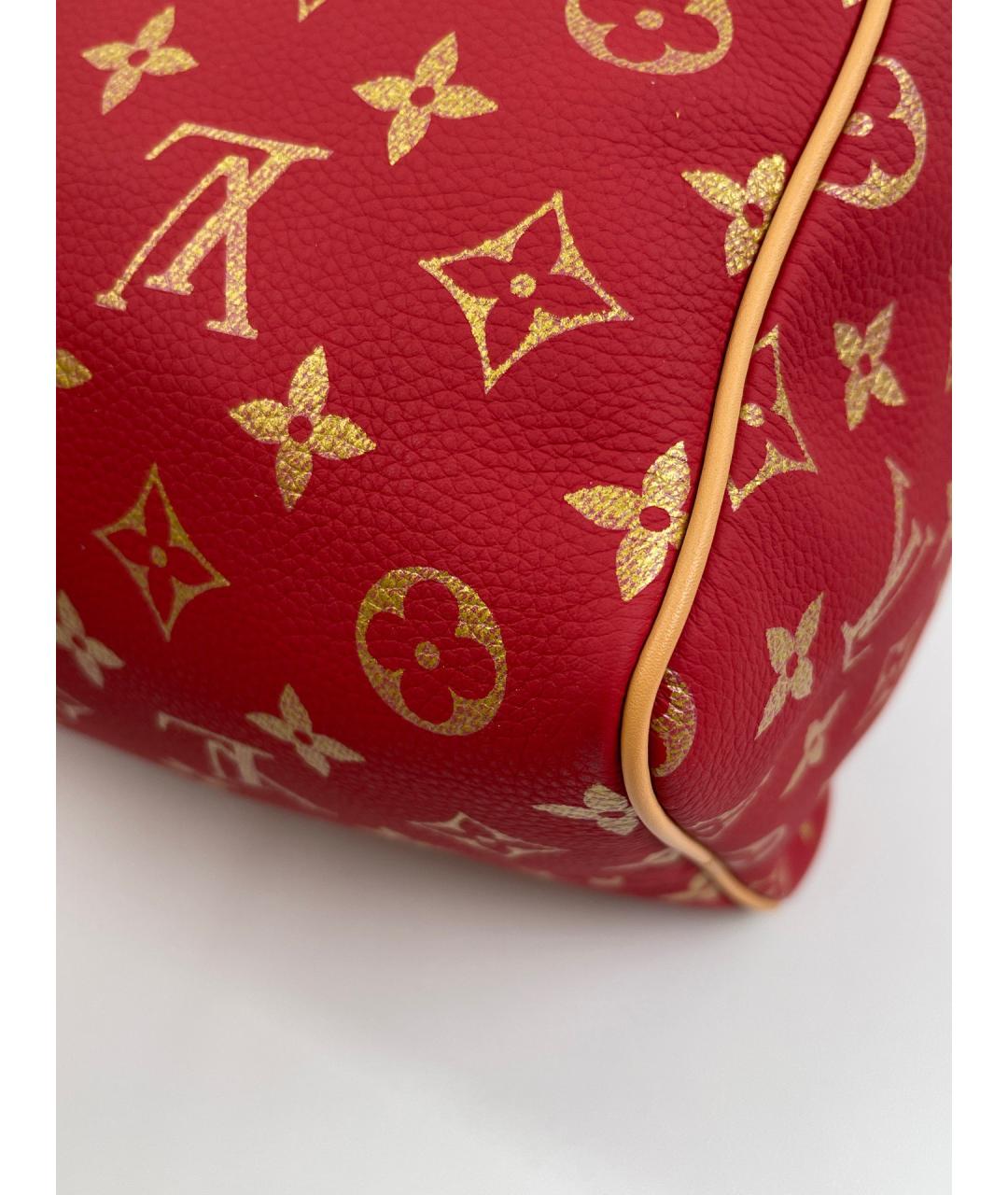 LOUIS VUITTON Красная кожаная сумка тоут, фото 6