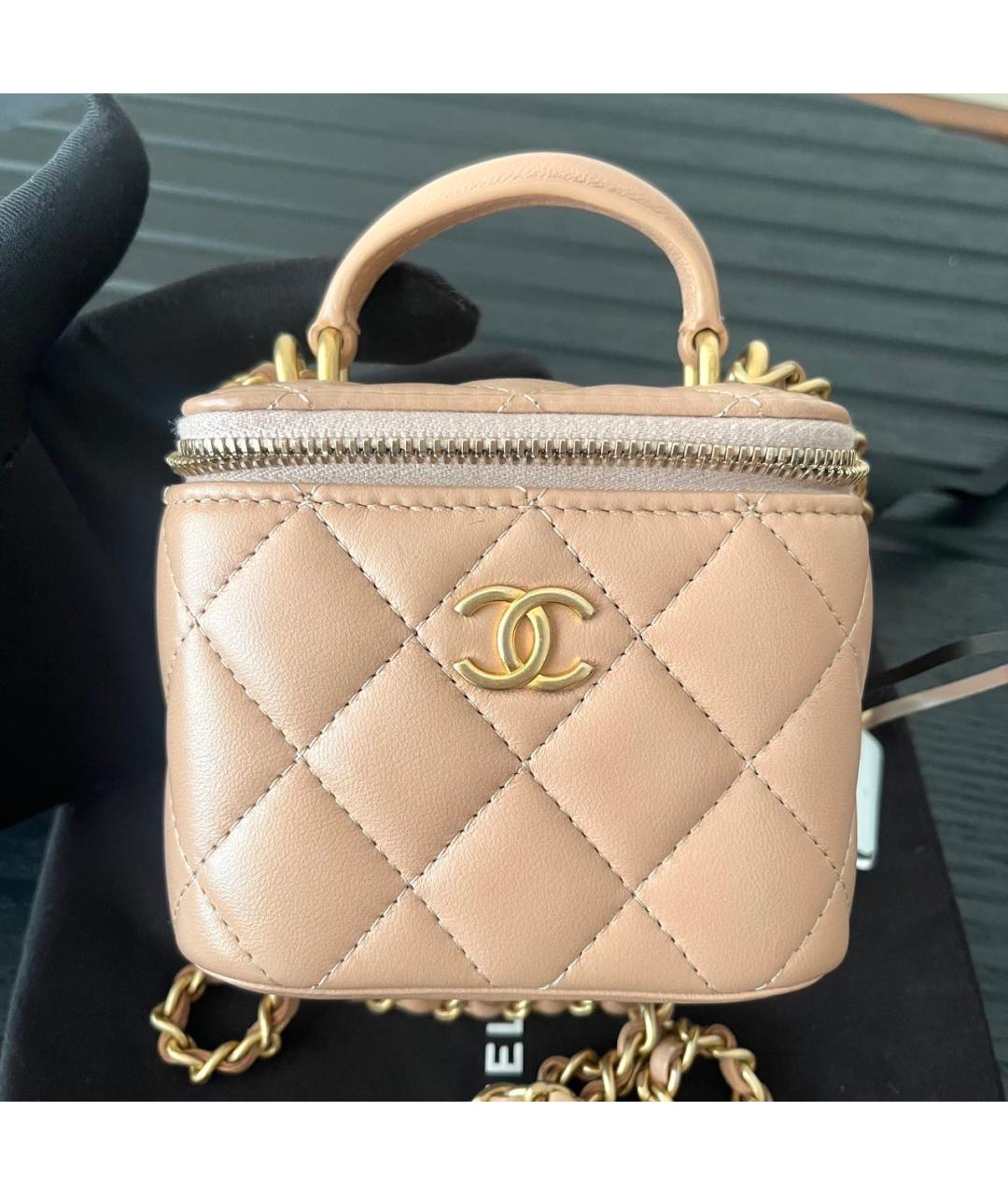 CHANEL Бежевая кожаная сумка через плечо, фото 2