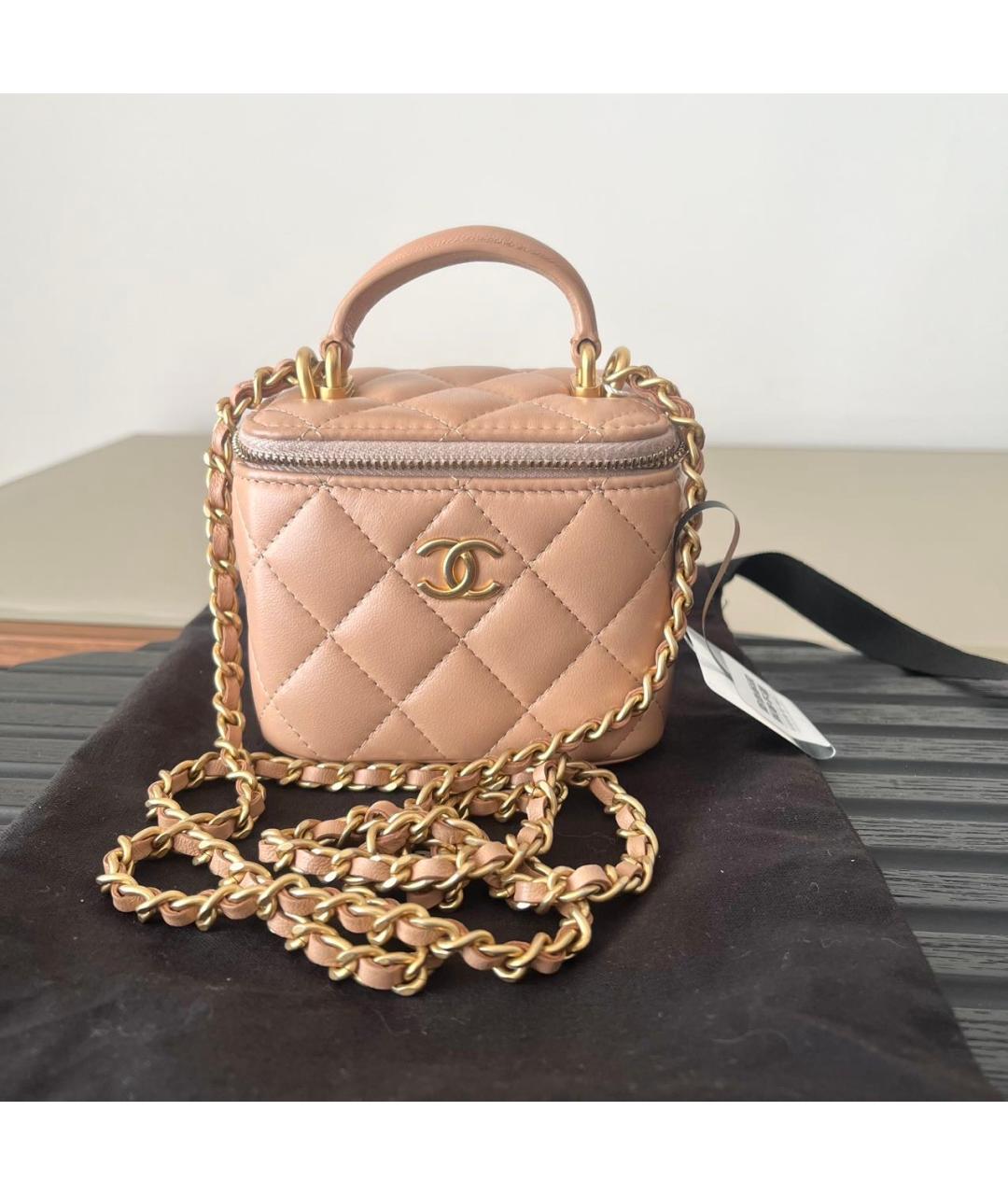CHANEL Бежевая кожаная сумка через плечо, фото 9