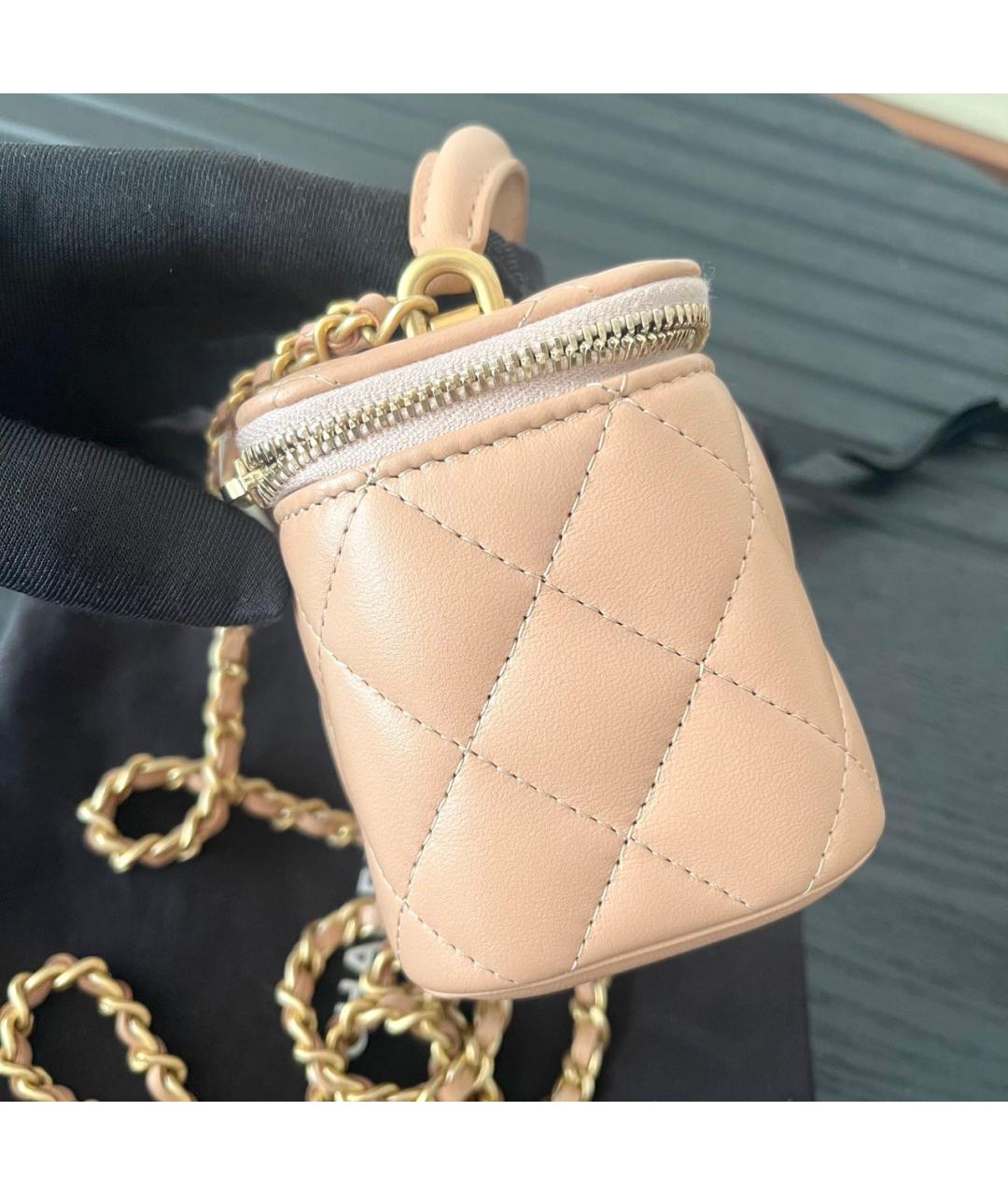 CHANEL Бежевая кожаная сумка через плечо, фото 3