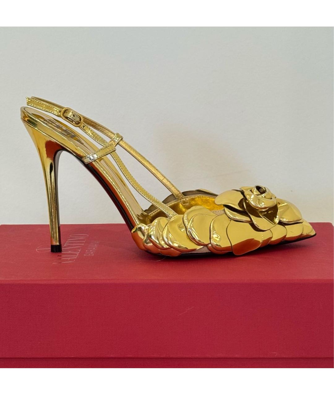 VALENTINO Золотые кожаные туфли, фото 6
